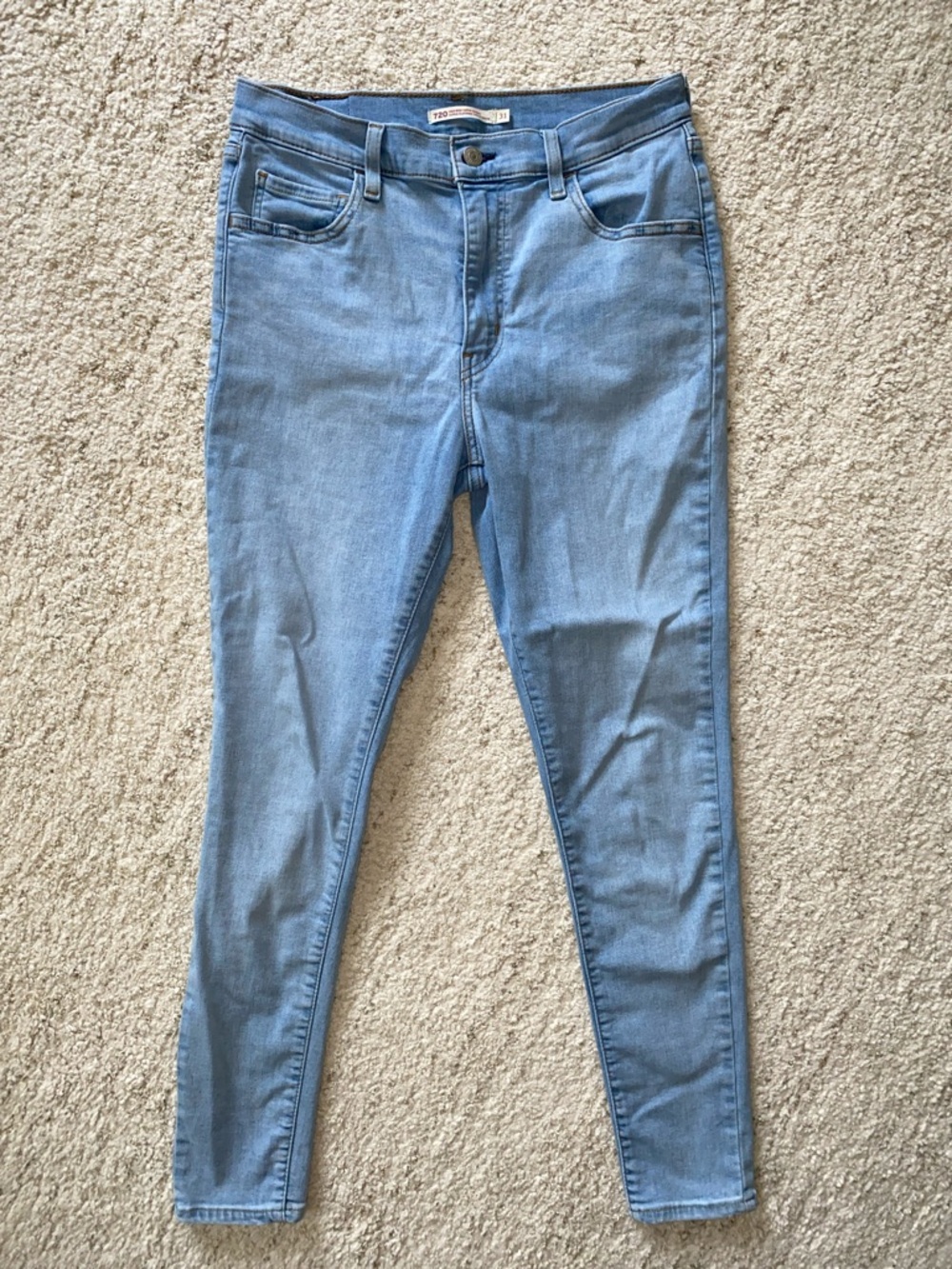 Levi's 720 High Rise Super Skinny Light Wash Denim Jeans